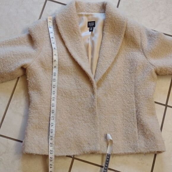 Eileen Fisher Boucle Wool Jacket Blazer Ivory Textured Knit material PL - Picture 9 of 11
